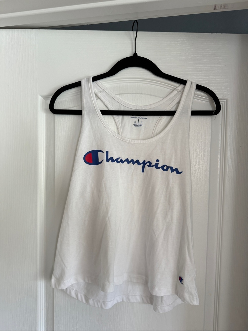 Champion Women’s White Logo Tank Top / Size L